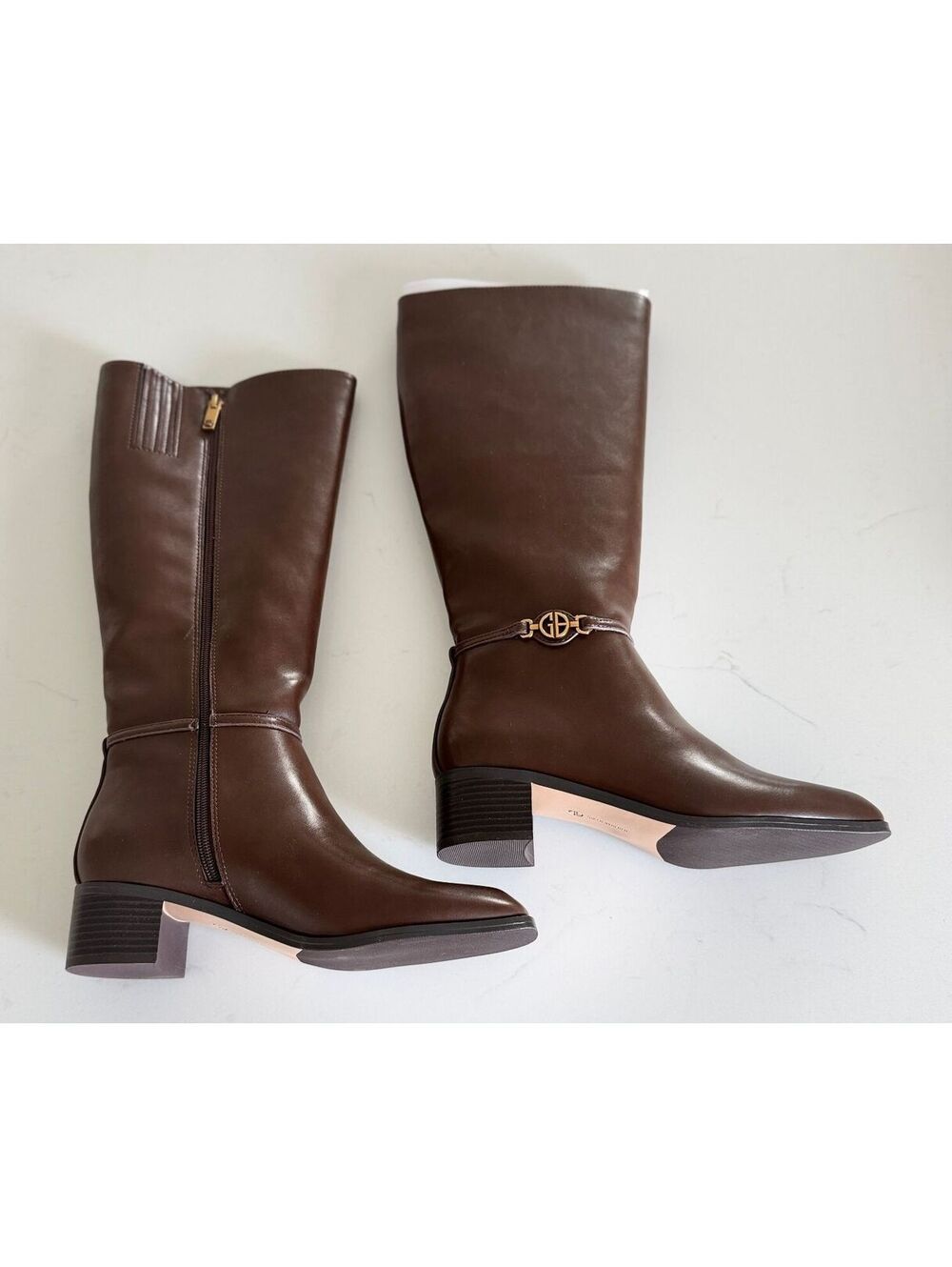 Giani Bernini Classic Brown Shayyla Block Heel Knee High Boots Women Size 8